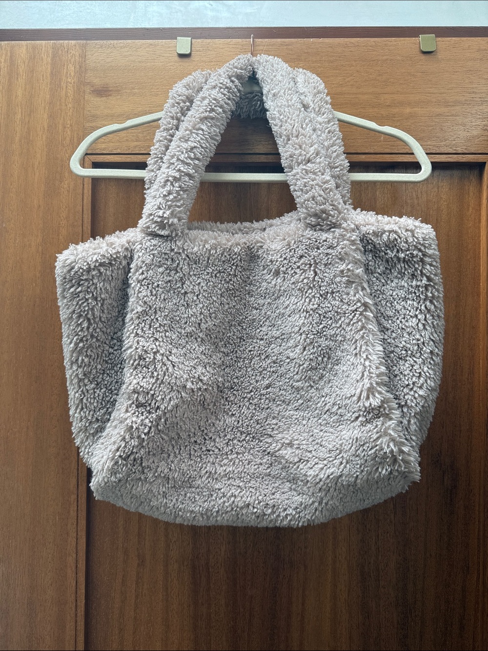 a new day Plush Faux-Shearling Tote in blush pink